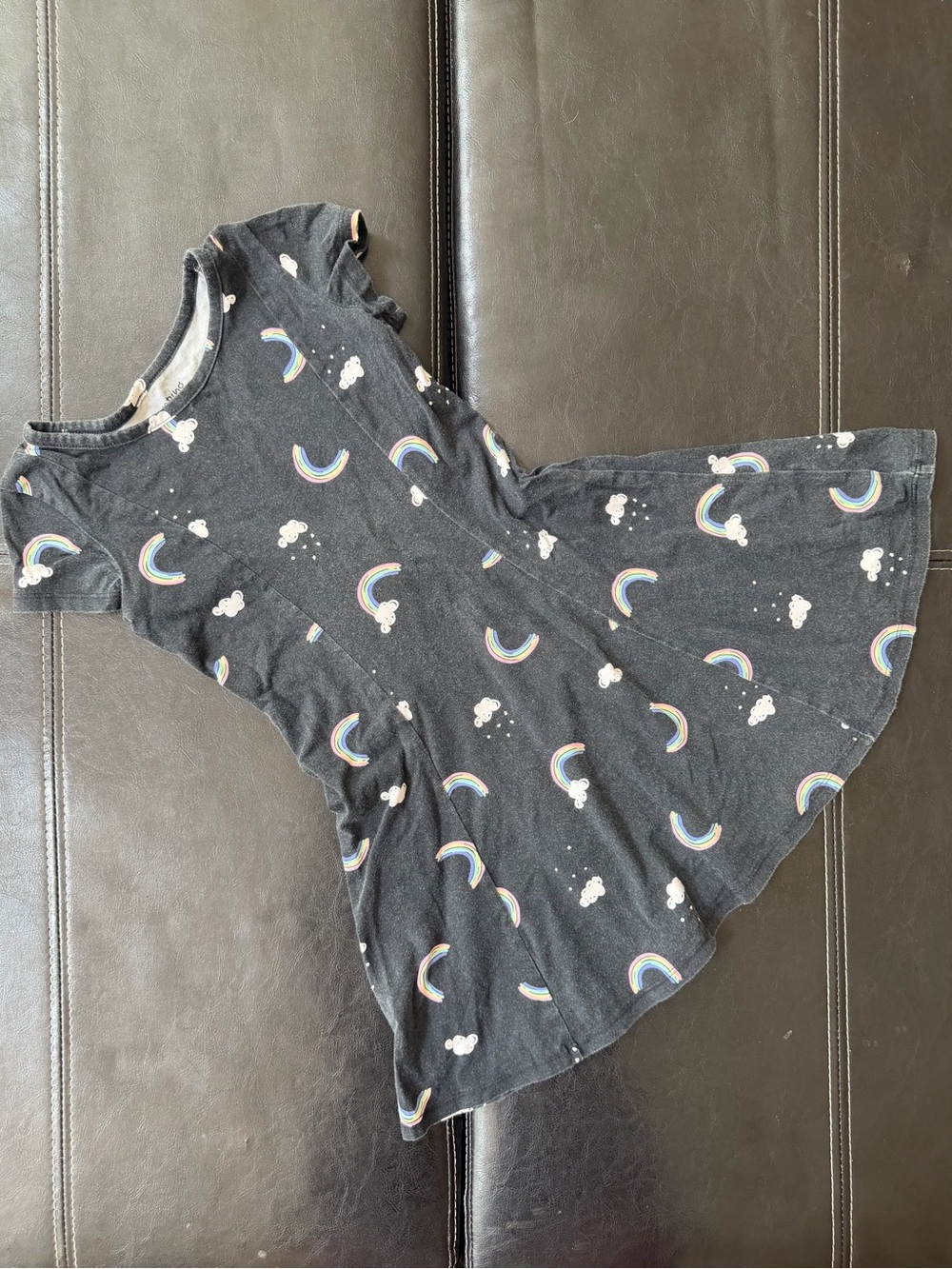 Jumping Beans - Black Dress with Rainbow & Cloud Print